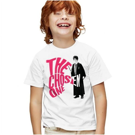 Harry Potter The Chosen One Kids T Shirt for Youth Boys and Girls, White, Large