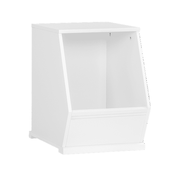 STAROUS Stackable White Wooden Toy Storage Organizer - 1 Cubby Shelf for Kids' Rooms