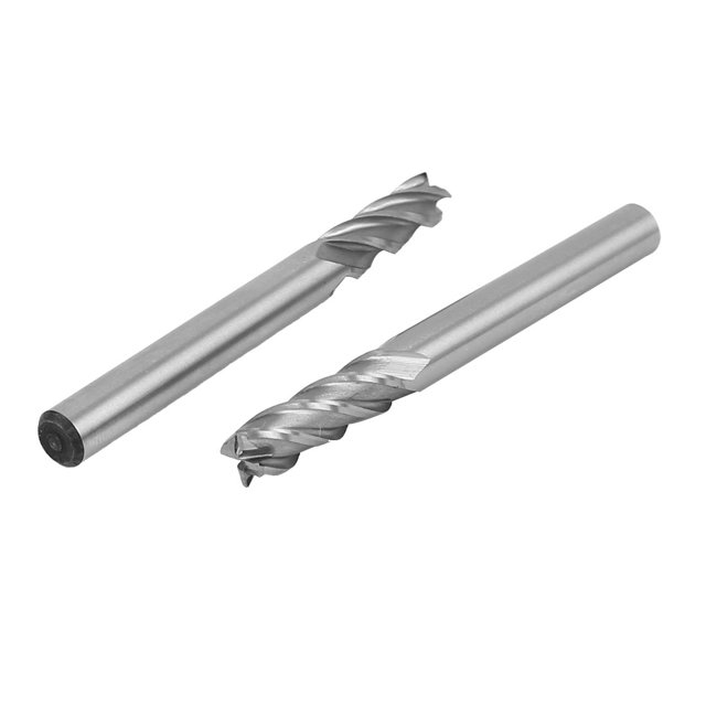 Unique Bargains 1/4' Cutting Dia 4 Spiral Flutes Straight Shank Cutter HSS-AL End Mill Bit 2pcs