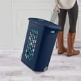 Sterilite Ultra™ Wheeled Hamper Plastic, Blue Cove, Set of 2