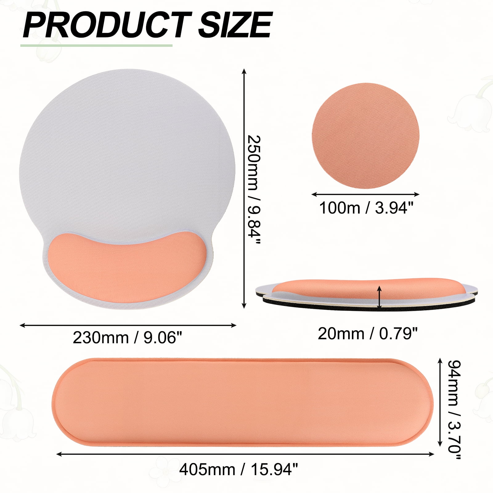Ergonomic Wrist Rest Set, Memory Foam Mouse Pad and Keyboard Wrist Rest Support Hand Waterproof Cup Pad Non-slip for Office Computer Gaming Home Desk Accessory, Light Blue/Orange