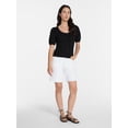 thumbnail image 3 of Time and Tru Women's Pointelle Top with Short Sleeves, Sizes XS-XXXL, 3 of 6