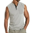 thumbnail image 1 of BADHUB Men's Tank Tops Clearance Henley Button V Neck Sleeveless Shirts Collar Solid Color Basic Summer Vest with Front Pocket Gray XL, 1 of 4