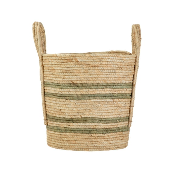 Better Homes & Gardens Natural Maize Colored Stripe Basket, Green, Large