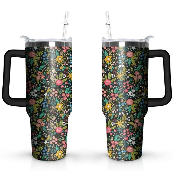 Wildflowers 40 OZ Tumbler Cup with Lid and Straw for Water Iced Tea Coffee Smoothie and More