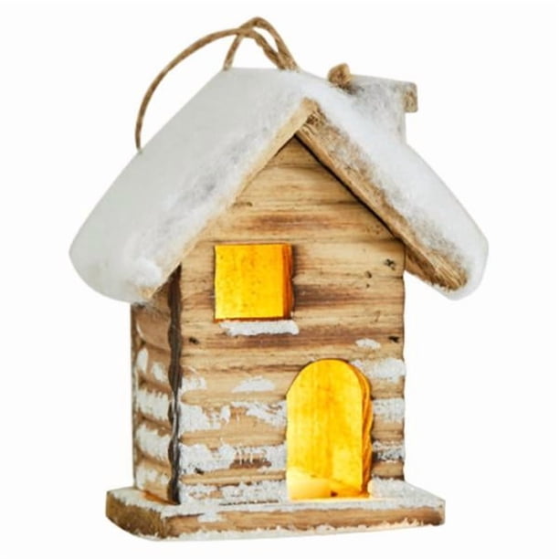 Casita navideña colgante con luces, adorno navideño decorativo. Estilo A
