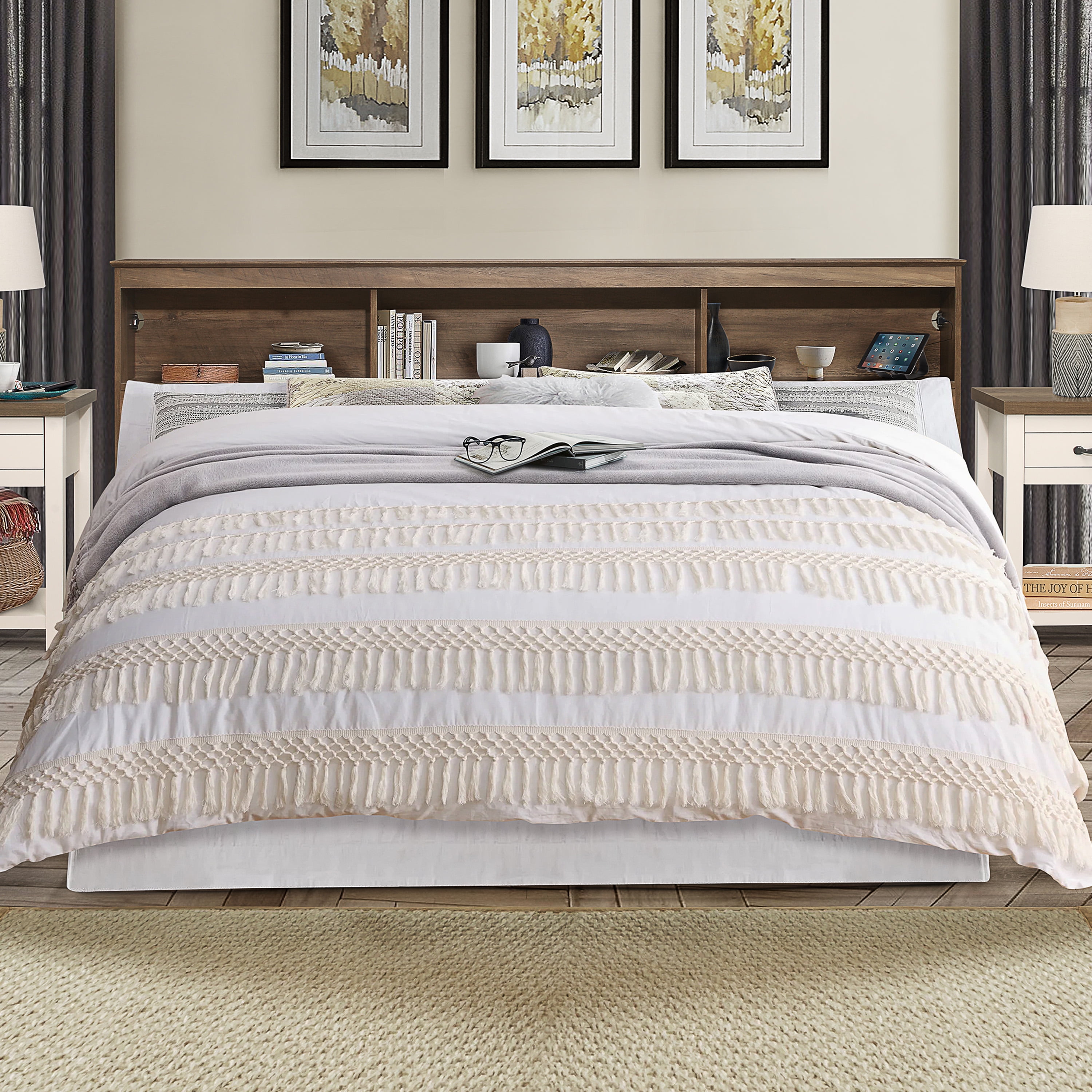 Woven Paths Carriage Hill Low Profile Bookcase King Headboard with 2