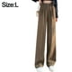 thumbnail image 2 of Pantalones casuales de cintura alta y pierna ancha para mujer, pantalones rectos con botones, 2 of 6