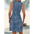thumbnail image 5 of Katigan Womens Leopard Print Knot Front Dress Casual Elegant Wrap Style Bodycon Midi Dress for Party Date Blue L, 5 of 6