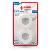 (2 pack) (2 pack) Band-Aid Brand First Aid Medical Paper Tape, 1 in by 10 yd, 2 ct