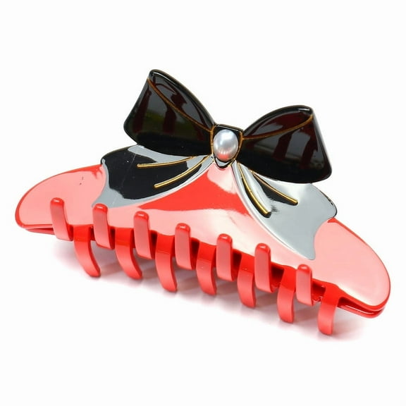 QinGoo Large Bow Hair Claw Clip for Women Non-Slip Thick Long Hair Accessory 1 Count, 4.3 Inch, Red