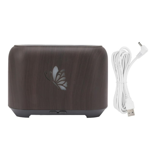 150ml Flame Diffuser Humidifier Prevents Dryness Silent Operation Wood Grain Humidifier with 7 Color Lights for Bedroom Office