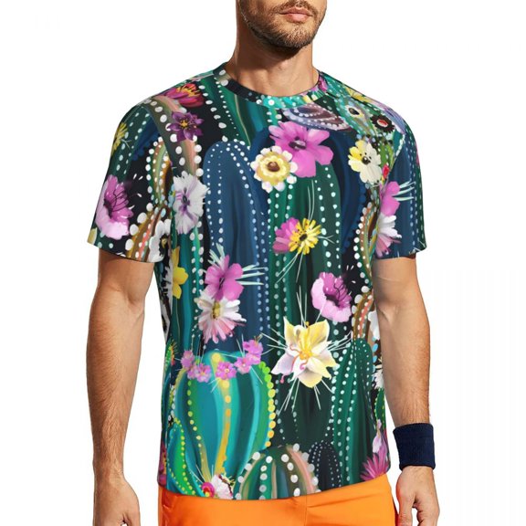 T Shirt For Men Funny Cactus Gym Beach Flower Bloom Print Vintage Fashion Tee Shirt For Mens Design