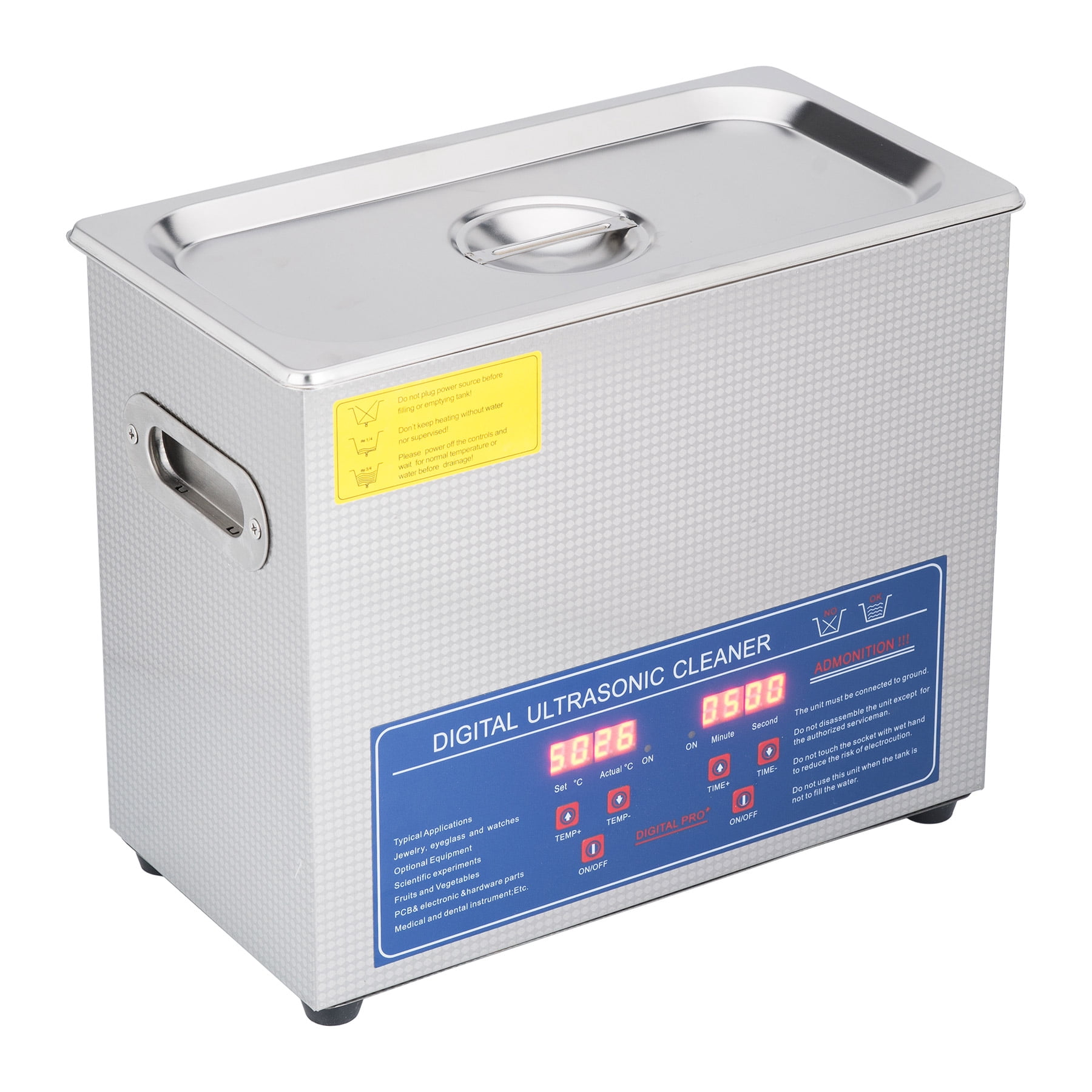 Stainless Steel 110V Ultrasonic Cleaner 1.6 Gal. (6L) w/ Heater & Digital Timer