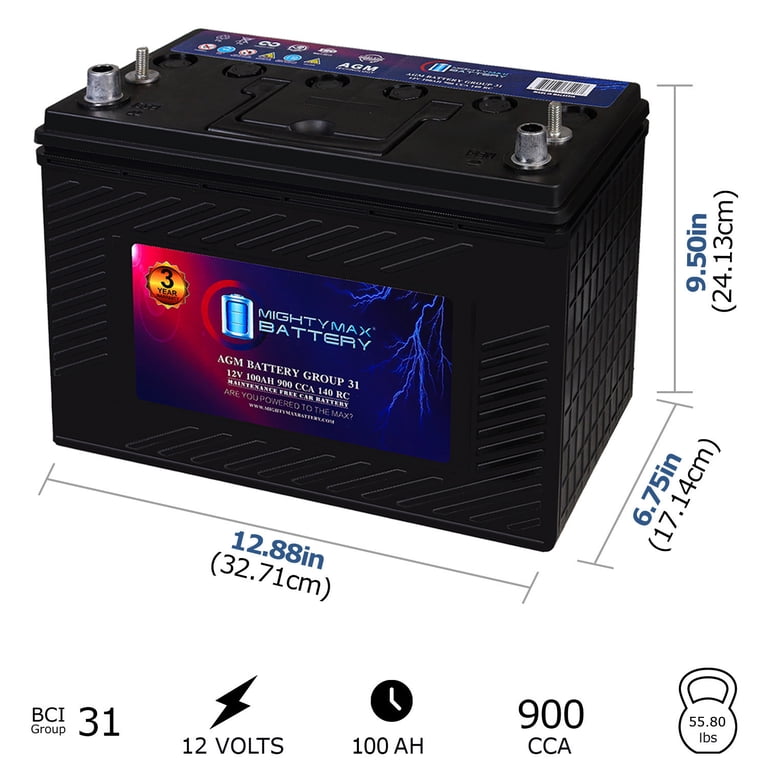 Mighty Max Battery, Car Battery, 12V 100AH, AGM, 900 CCA - Walmart.com