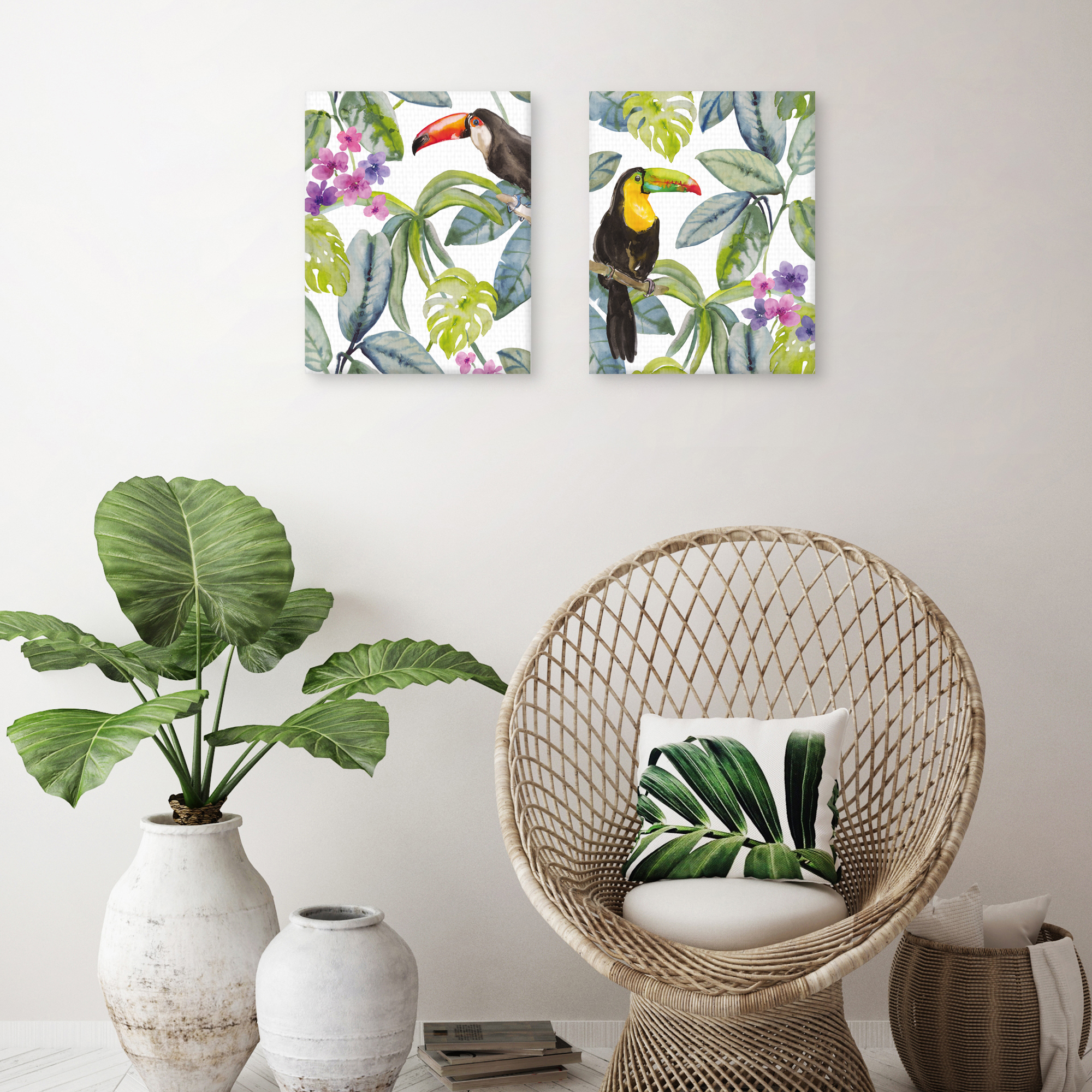 Toucan Hide & Seek by Sandra Jacobs Set of 2 Canvas Art Prints