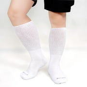 Diabetic Socks, AMITOFO 3 Pairs Diabetic Socks for Men Women Extra Wide Calf Size 13 15 for Swollen Feet, Cotton Edema Bariatric Must Haves Neuropathy Socks, White