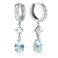 thumbnail image 2 of Galaxy Gold 14k White Gold Huggie Earrings with Aquamarines, 2 of 6