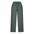 thumbnail image 5 of Posijego Womens Linen Pants Lightweight Casual Wide Leg Elastic Waist Lounge Pants for Women with Pockets, 5 of 6