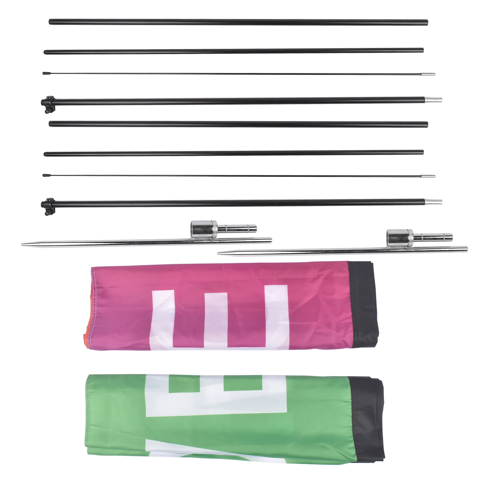 2 Pack Welcome Feather Flag Pole Kit 15 Feet Advertising Flags Business Signs for Outside, Welcome Theme Feather Flags Green & Orange + Purple Gradient, Welcome Flag Banner
