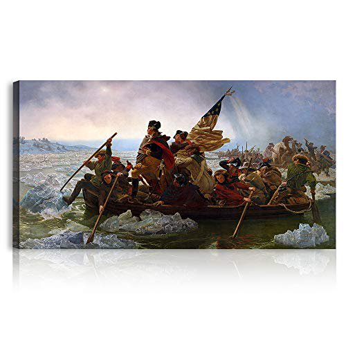 A&T ARTWORK Washington Traversant le Delaware 1851 par Emanuel Leutze le Monde Reproductions d'Art Classiques, Impressions sur Toile Giclée Art Mural pour Déco Maison, 30x16 Pouces