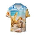 thumbnail image 4 of Uemuo Beach Starfish Shell Pattern Cotton Linen Short Sleeve Shirts,Casual Lightweight Button Down Shirts,Vacation Beach Summer Tops-Large, 4 of 7