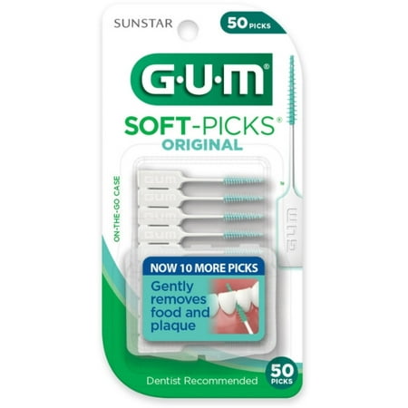 4 Pack - GUM Soft-Picks Original On The Go Case 50 Picks (Best Gum For Braces)