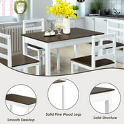 Costway 5pcs Dining Set Solid Wood Compact Kitchen Table & 4 Chairs Modern