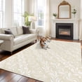 thumbnail image 2 of Spring Floral Area Rugs 8'x10', Washable Small Throw Rugs for Living Room Patio, Vintage Simple Flowers Pattern Beige Indoor Outdoor Rug Non-Slip Low Pile Carpet Runner Reversible Floor Mats, 2 of 8