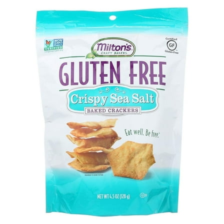 Milton's Gluten Free Baked Crackers Crispy Sea Salt 4.5 oz Pack of 2