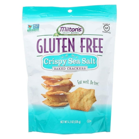 Milton's Gluten Free Baked Crackers Crispy Sea Salt 4.5 oz Pack of 2