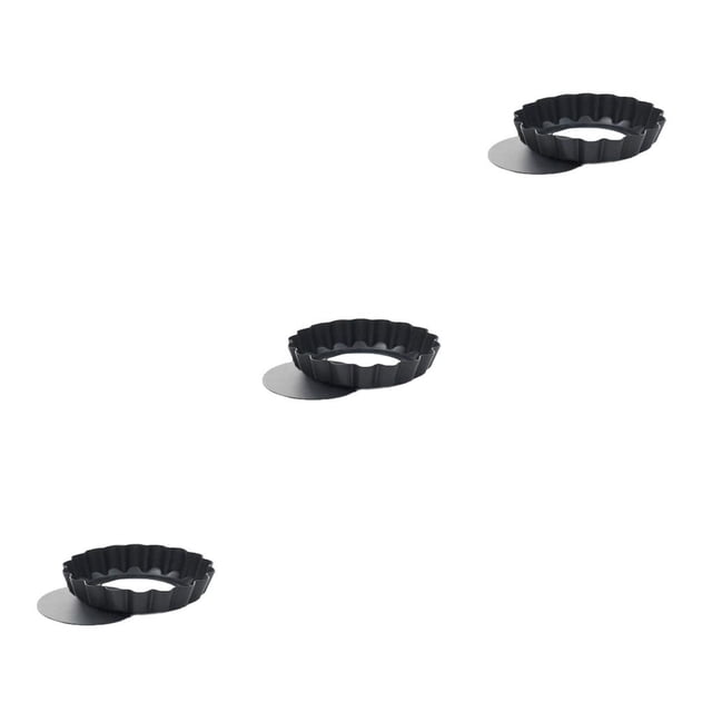 bedienty Quiche Pan Removable Bottom Non Stick Bakeware Kits Baking Accessory Kitchen Supplies Household Items Cooking Tools Regular 4 inch 3Set