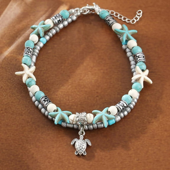 PONPRNGY 1pc Ankle Bracelets for Women Layered Beach Adjustable Anklets Boho Chain Anklet Foot Jewelry