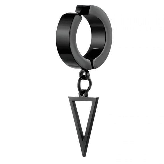 DESIGNICE Men Dangle Earrings No Piercing Stainless Steel Hoop Earring Clip-On Ear Jewelry for Daily Wear,Parties,Casual,Formal-Black Triangle Stainless Steel Earrings,Mens Hoop Earrings