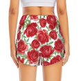 thumbnail image 4 of Running Shorts for Women, Green Leaves Rose Flowers Workout Athletic Shorts with Pockets, Lounge Yoga Shorts Women, 4 of 7