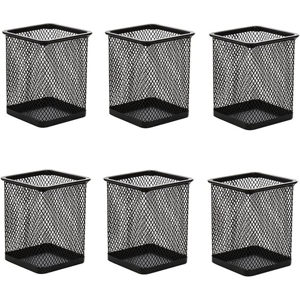 Toocust Black Wire Mesh Pencil Holder 6 Pack, Metal Desktop Pens
