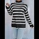 thumbnail image 5 of Suéter de Punto A Rayas con Bloques de Color y Larga para Mujer, Informal, Otoño e Invierno Rayas Negras XXL, 5 of 7