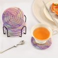 thumbnail image 5 of Haosy Set of 6 Drink Woven Coaster with Holder Heat Resistant Non-Slip Bar Coasters 4 Inches Soft Pink Purple Blue Marble, 5 of 7