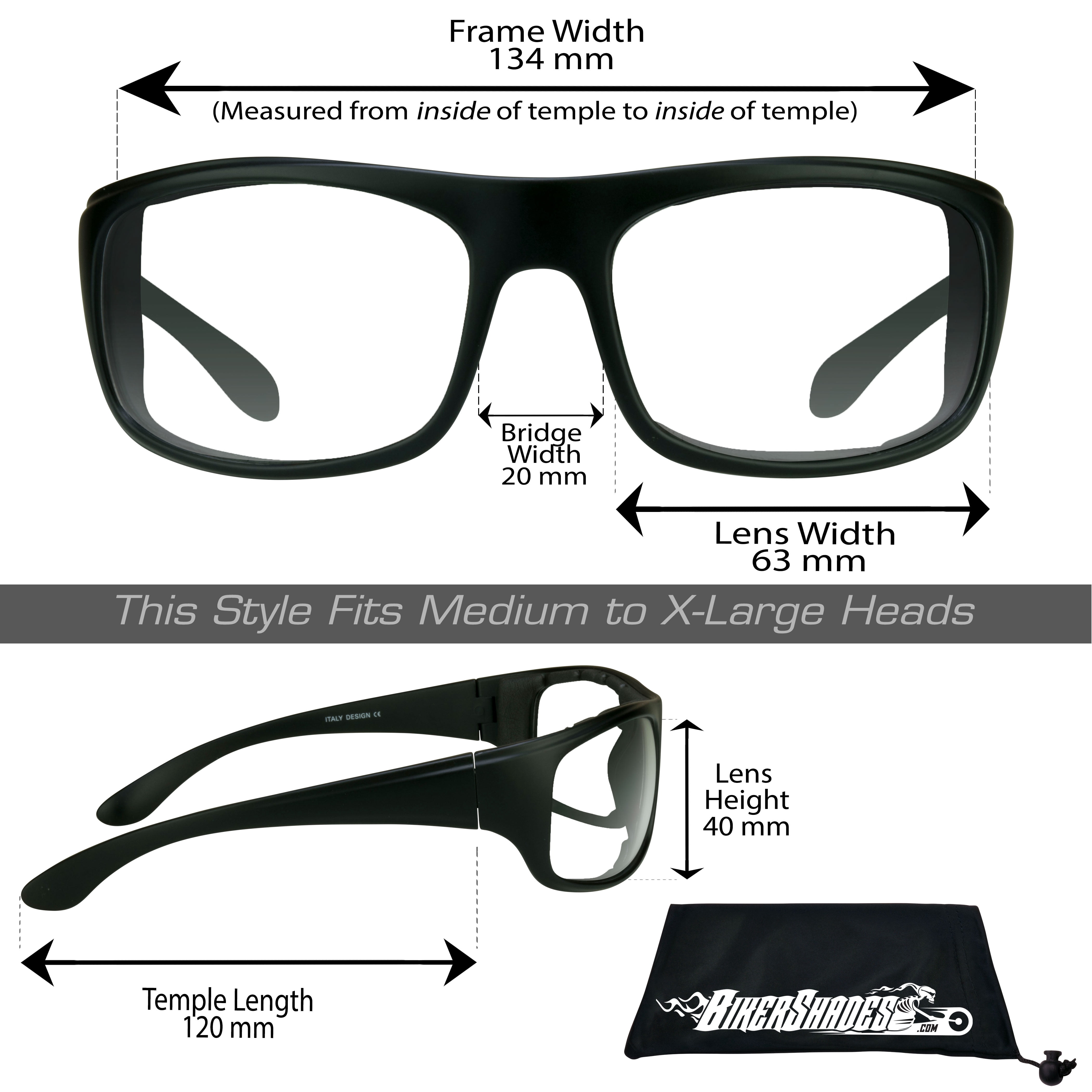 Bikershades Motorcycle Riding Safety Sunglass Foam Padded Large Fit Wind, Dust and Impact Resistant