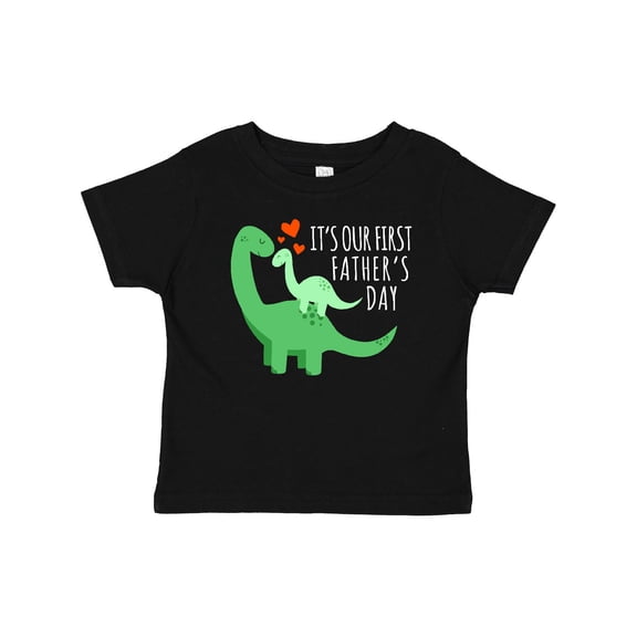 Inktastic It's Our First Father's Day Cute Dinosaur Family with Hearts Boys or Girls Baby T-Shirt