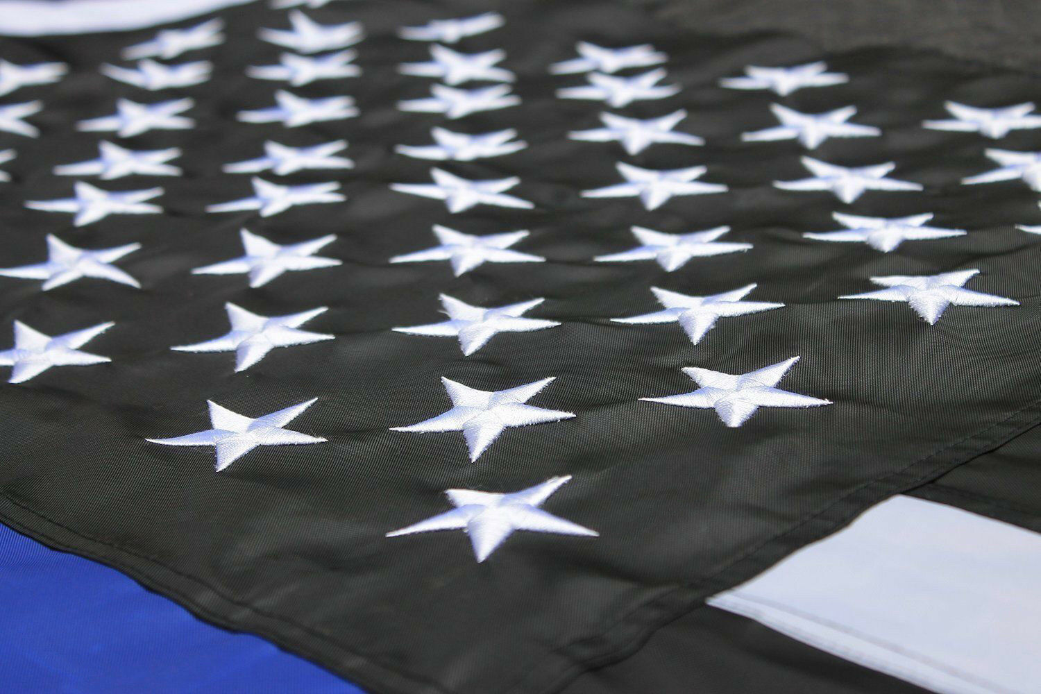 3X5 USA Thin Blue Line American Flag 3x5 Foot Flags, Embroidered Stars 210D