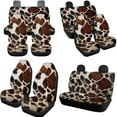 thumbnail image 3 of Uorisanigo Brown Cow Pattern 10 Pieces Car Seat Covers Sets with Comfortable Auto Steering Wheel Accessories Seat Belt Pads Car Water Cup Coaster and Keychains Suitable for Most Cars SUVs, 3 of 7