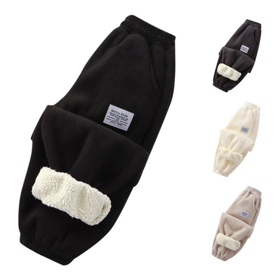 FYDUU Little Boys Corduroy Pants Elastic Waist Casual Active Jogger Pants Lined Winter Warm Pants Kids Athletic Bottoms Trousers Trendy Trousers 6-7 Years