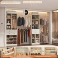thumbnail image 5 of Homieasy Adjustable Walk-in Closet System, 10.7FT (72"-128.6") with 4 Wooden Drawers, 6 Hanging Rods, 3-Tier Shoe Rack & Grid Cubes, Heavy-Duty 1000LBS Capacity,White Oak, 5 of 6