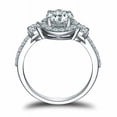 thumbnail image 3 of HeartsAndYou 2.7ct Round Moissanite Accent Solitaire Trilogy Engagement Ring for Women 18k White Gold over Silver, 3 of 9