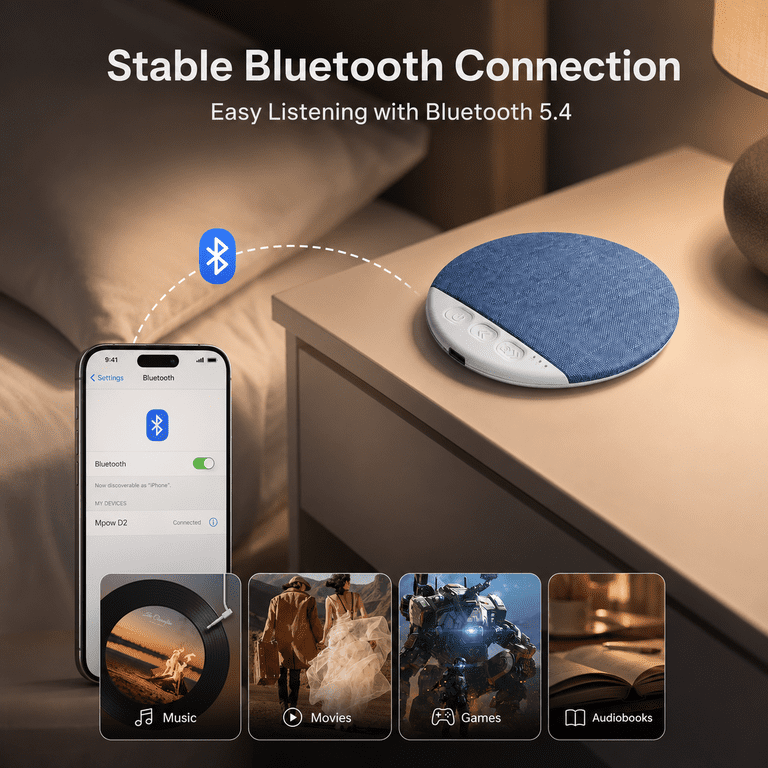 DTIRD Ultra-Thin Bluetooth Pillow Speaker with White Noise photo 6