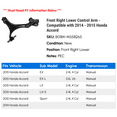 thumbnail image 2 of Front Right Lower Control Arm - Compatible with 2014 - 2015 Honda Accord, 2 of 2