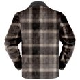 thumbnail image 4 of DDAPJ pyju Mens Sherpa Lined Sweatshirt Jackets 2023 Clearance,Plaid Graphic Button Down Shirt Jacket Lightweight Truck Jackets Thick Warm Winter Lapel Coat with Pockets, 4 of 7