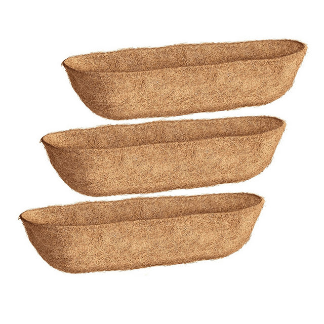 36 Inch 3 Pack Trough Liners, Coconut Coir Fiber for Wall Basket Planters, Window Box Liners, Garden Planter Baskets