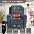 thumbnail image 4 of Power Lift Recliner Chair with Massage and Lumbar Heating for Elderly, Faux Leather Reclining Chair with 180° Lying Flat and Side Pockets for Living Room, Blue, 4 of 7